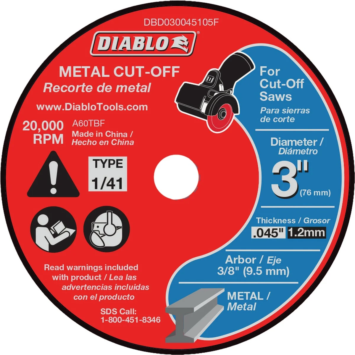 Refined Diablo 3 In. Thin Kerf Metal Cut Off Disc for Cut-Off Saw Enhanced