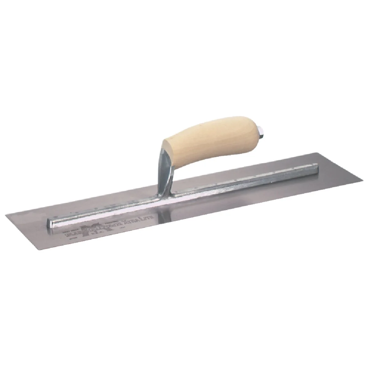 Professional Marshalltown 4 In. x 16 In. High Carbon Steel Finishing Trowel with Curved Wood Handle Verified