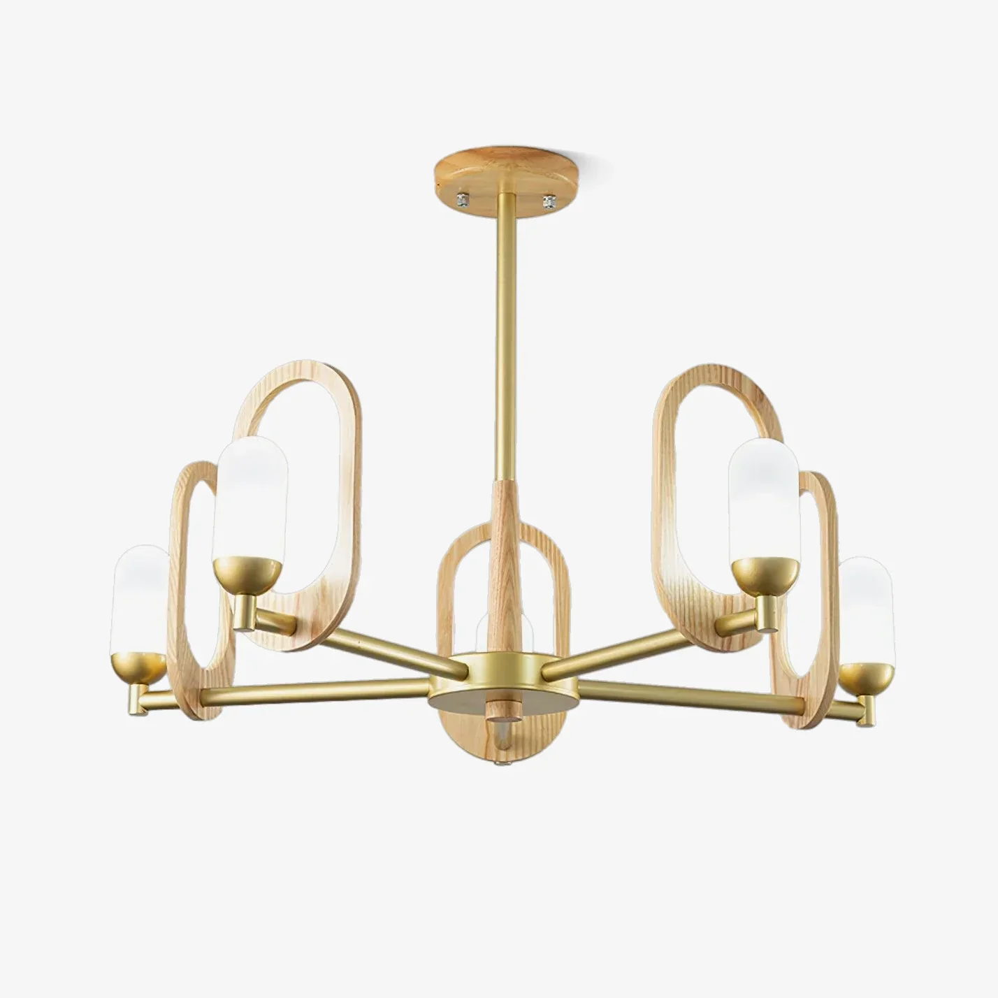 Sustainable Moderne Scandinavische houten kroonluchter Lightweight