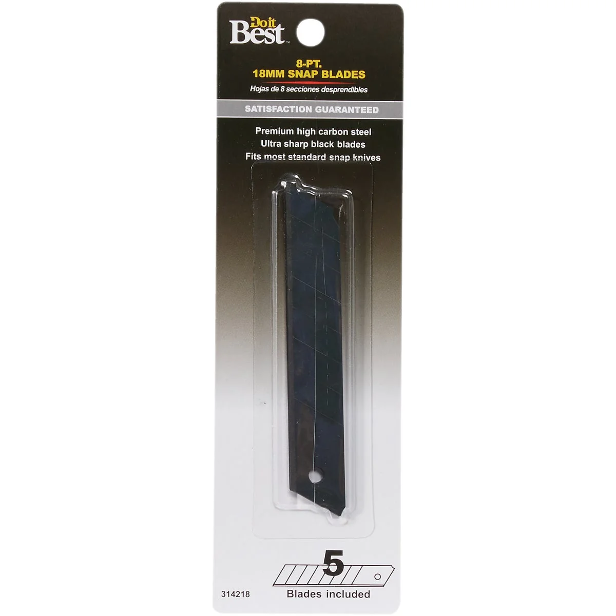 Safe Do it 18 mm 8-Point Black Snap-Off Knife Blade 5-Pack Green