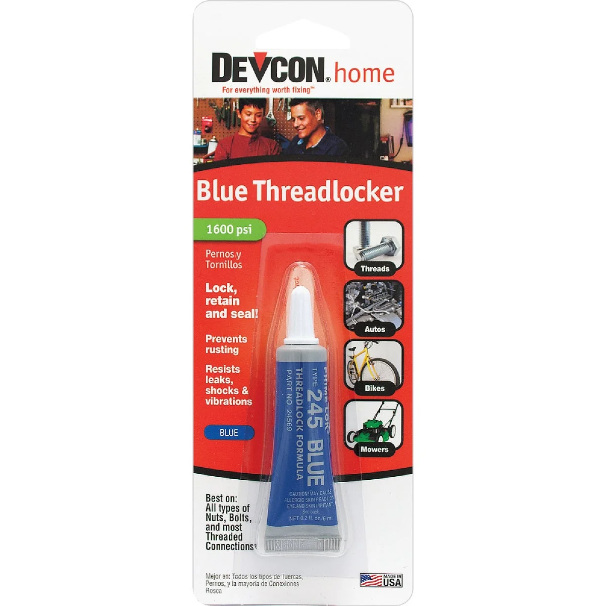 Certified Devcon 0.2 Oz. Blue Threadlocker Recyclable