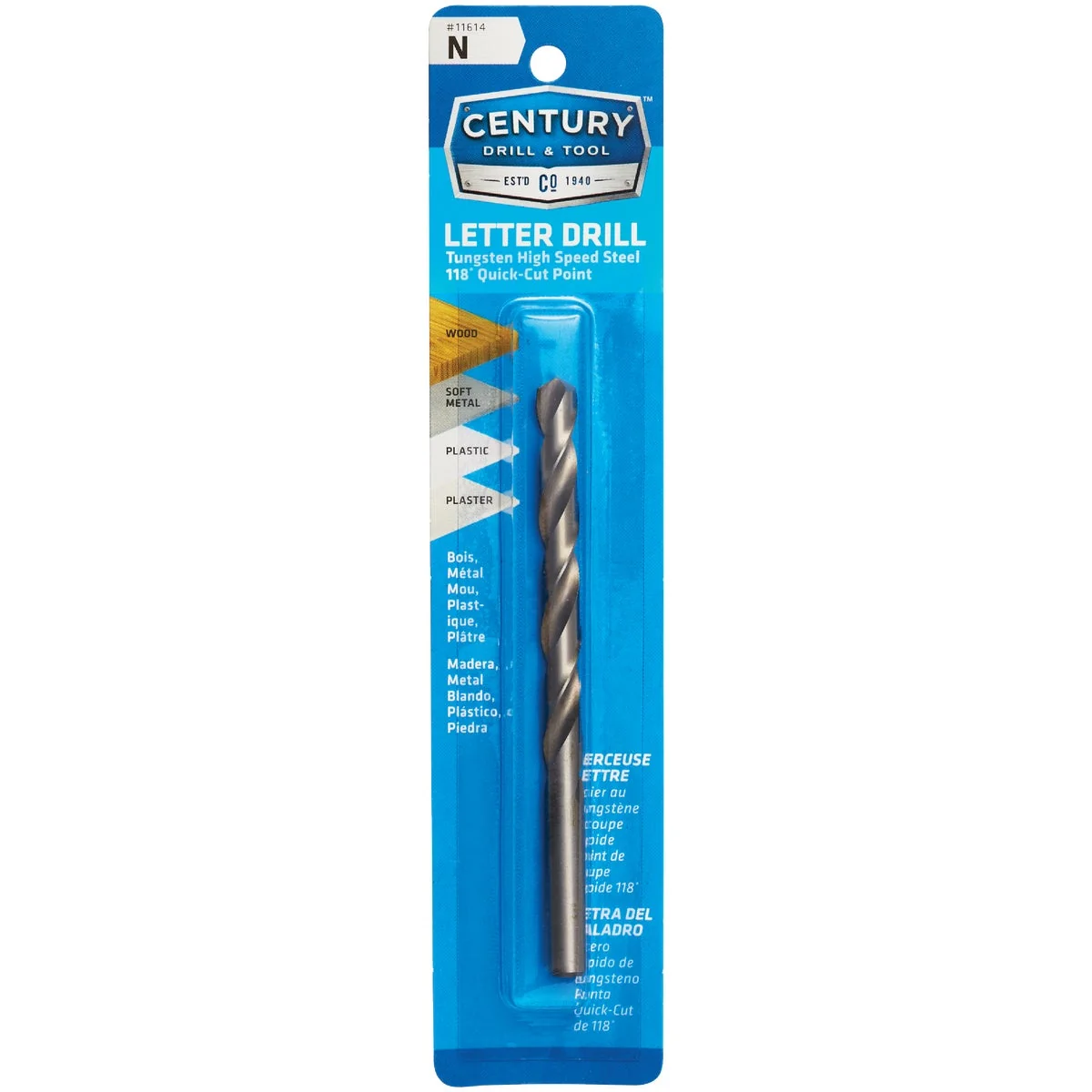 Superior Century Drill Tool Letter N Tungsten High Speed Steel Quick-Cut Point Drill Bit Optimized
