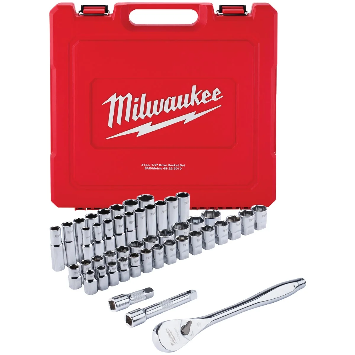 Contemporary Milwaukee Standard Metric 1 2 In. Drive 6-Point Ratchet Socket Set 47-Piece Exclusive