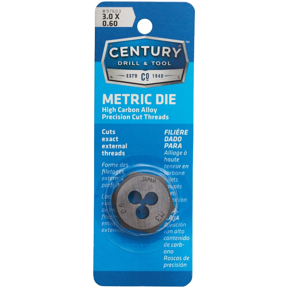 Artisan Century Drill Tool 3.0x0.60 NPT 1 Across Flats Hexagon Pipe Die Clean