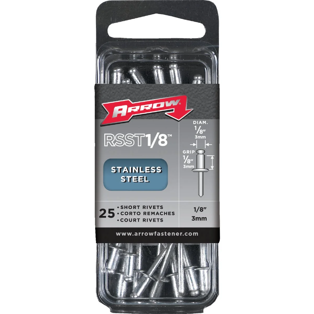 Secure Arrow 1 8 In. x 1 8 In. Stainless Steel Rivet 25 Count Convenient