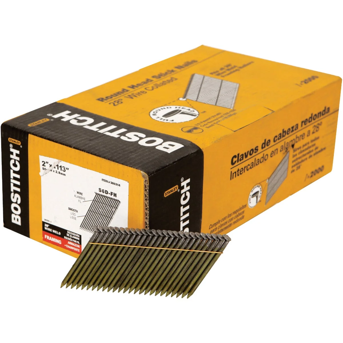 Smooth Bostitch 28 Degree Wire Weld Coated Offset Round Head Framing Stick Nail 2 In. x .113 In. 2000 Ct. Recyclable