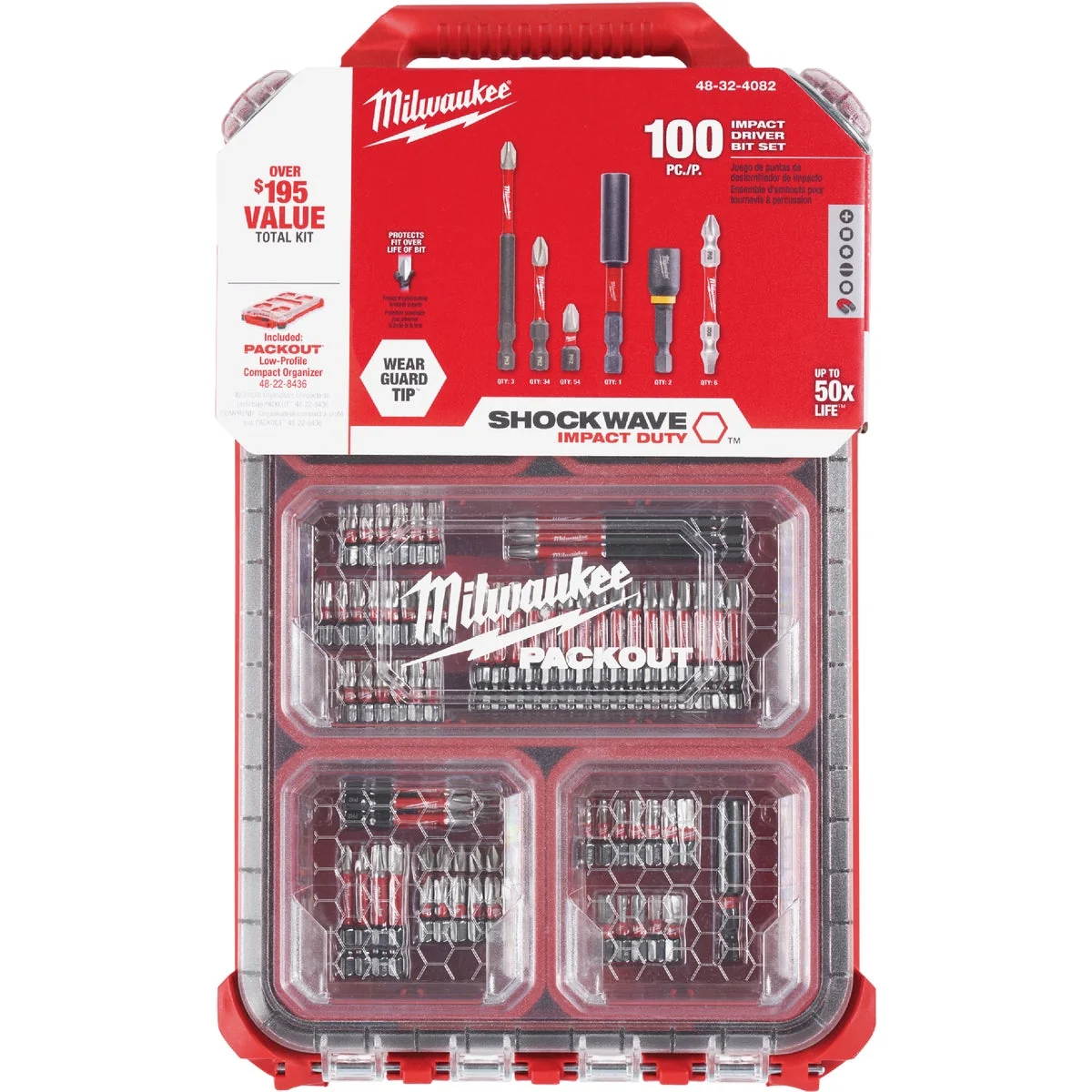 Premium Milwaukee Shockwave PACKOUT Impact Screwdriver Bit Set 100-Piece Genuine