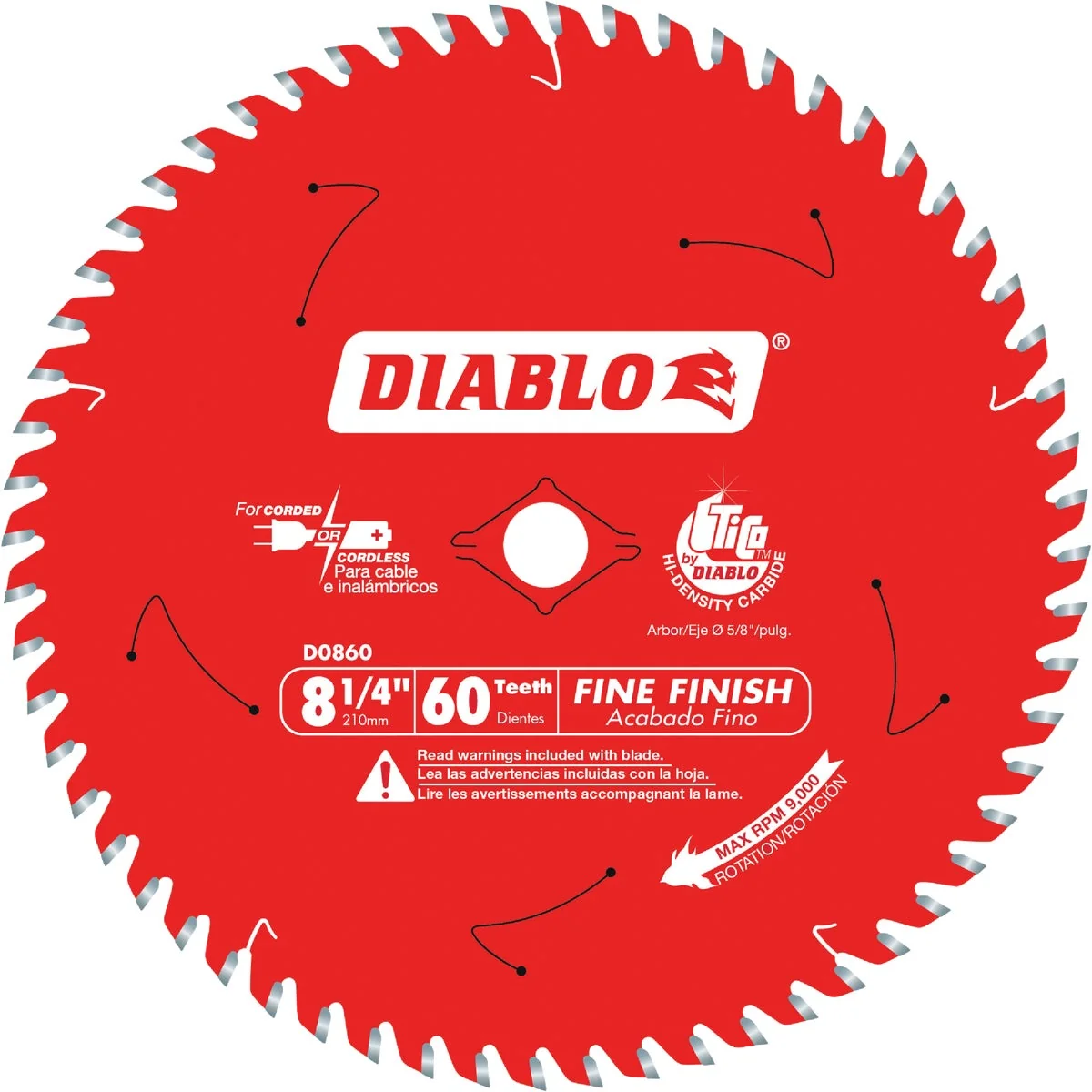 Reusable Diablo 8-1 4 In. x 60-Tooth Fine Finish Saw Blade Original