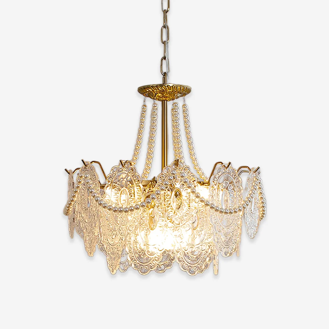 Environmentally Friendly Luxe parels glazen kroonluchter Natural