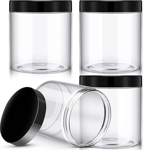 Reliable 4 Pcs Plastic Jars Wide Mouth with Lids 4 Count Practical
