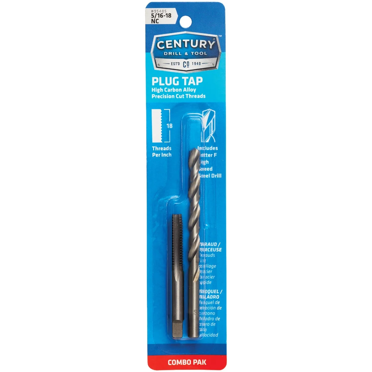 Genuine Century Drill Tool 5 16-18 National Coarse Carbon Steel Tap-Plug and f Letter Gauge Drill Bit Recyclable