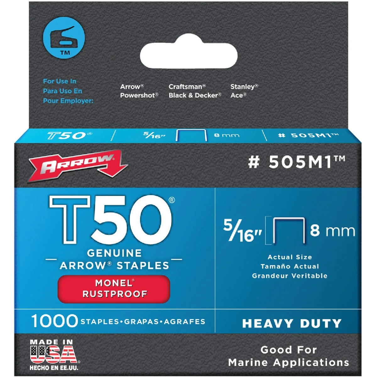 Durable Arrow T50 Heavy-Duty Monel Staple 5 16 In. 1000-Pack Selected