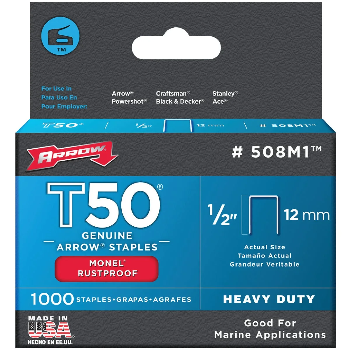 Optimized Arrow T50 Heavy-Duty Monel Staple 1 2 In. 1000-Pack High-End