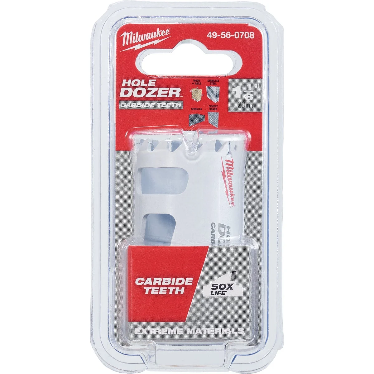 Minimalist Milwaukee HOLE DOZER 1-1 8 In. Hole Saw with Carbide Teeth Verified