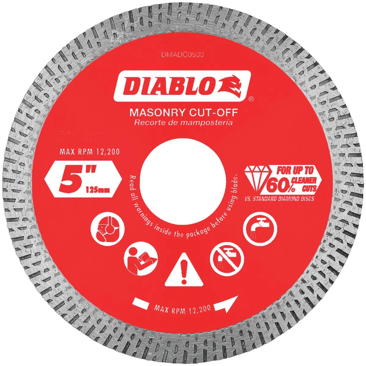 Natural Diablo 5 In. Diamond Continuous Rim Dry Wet Cut Diamond Blade Carefully Designed