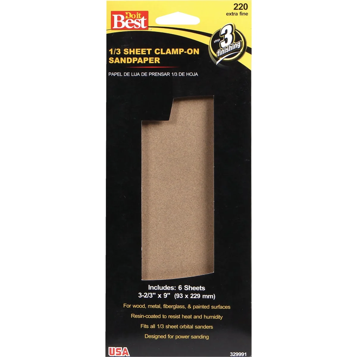 Functional Do it Aluminum Oxide 220C Grit 1 3 Sheet Power Sanding Sheet 6-Pack Traditional