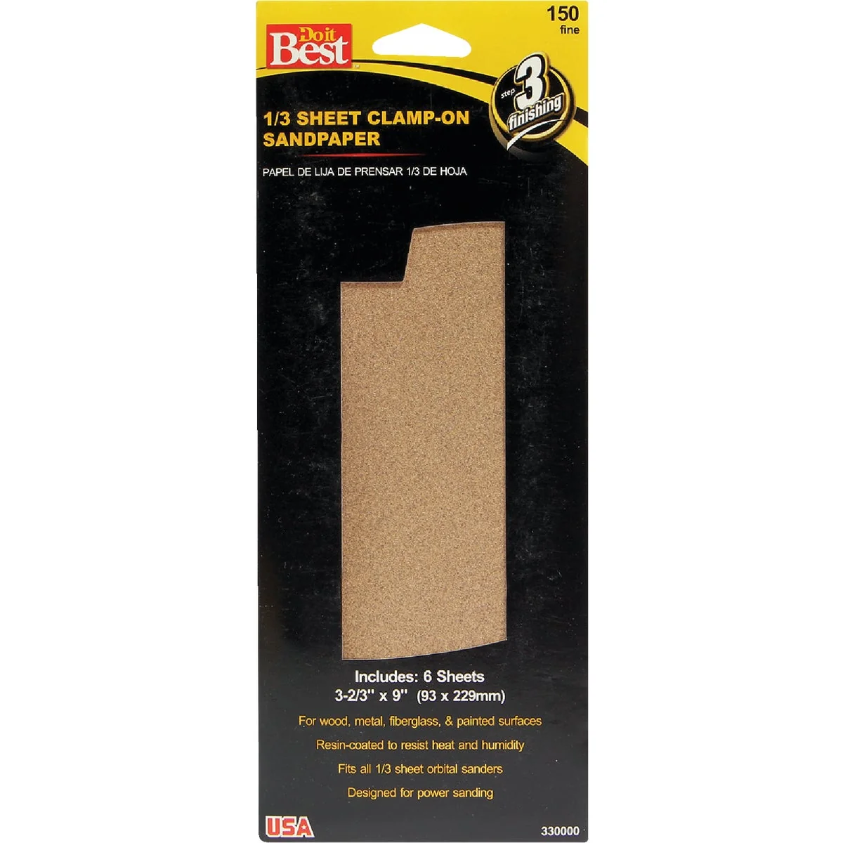 Consistent Do it Aluminum Oxide 150C Grit 1 3 Sheet Power Sanding Sheet 6-Pack Detailed