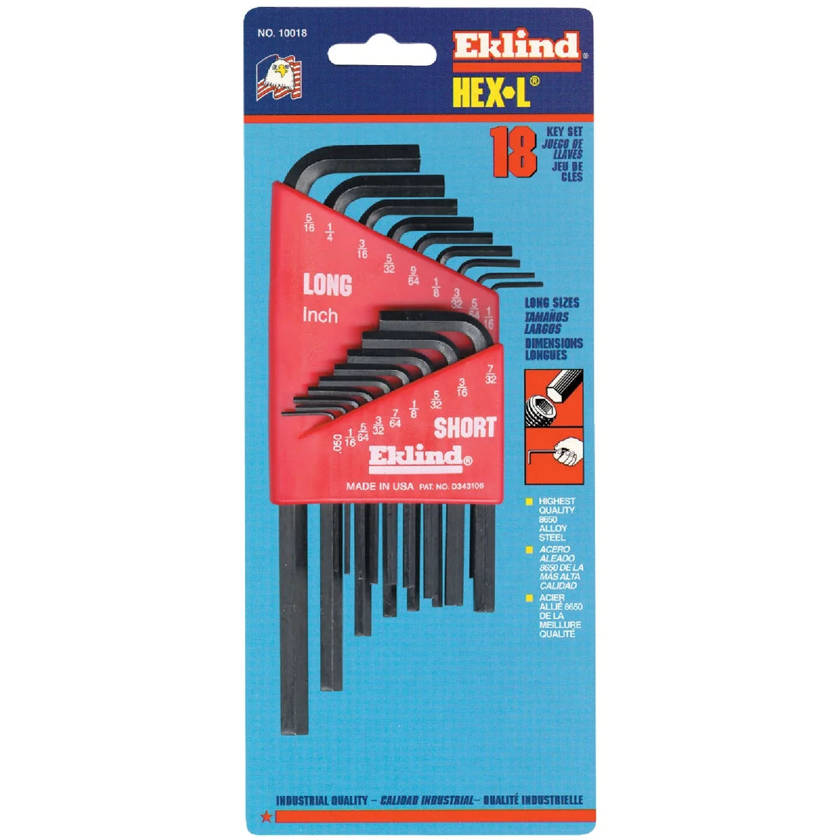 Original Eklind Combination Hex Key Set 18-Piece Comfortable