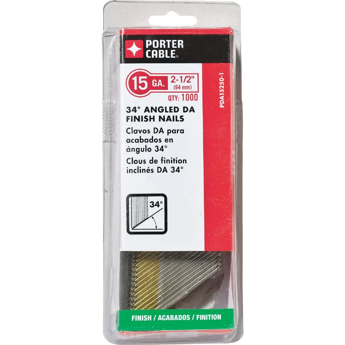 Top-Quality Bostitch 15-Gauge Bright Basic 34 Degree DA-Style Angled Finish Nail 2-1 2 In. 4000 Ct. Minimalist