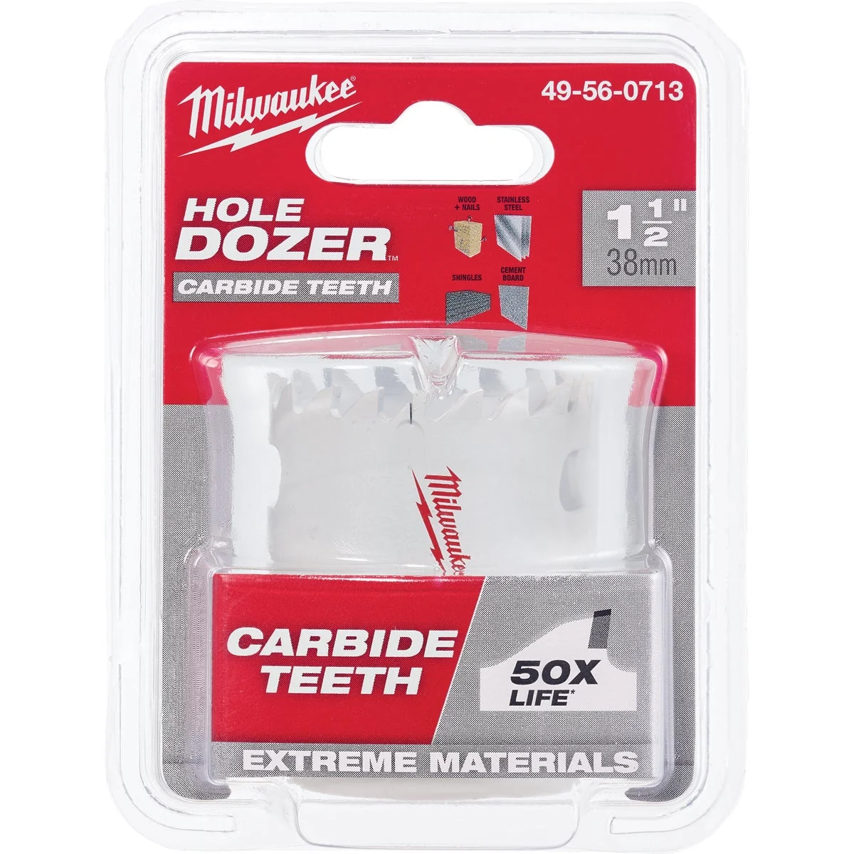 Lightweight Milwaukee HOLE DOZER 1-1 2 In. Hole Saw with Carbide Teeth Safe