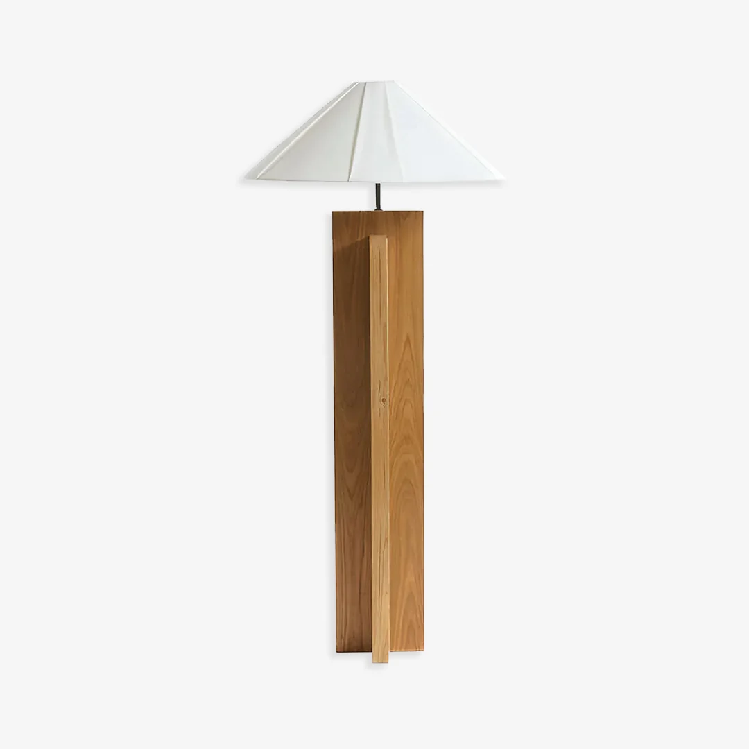 Consistent Stoffen kruisvoet houten vloerlamp Superior