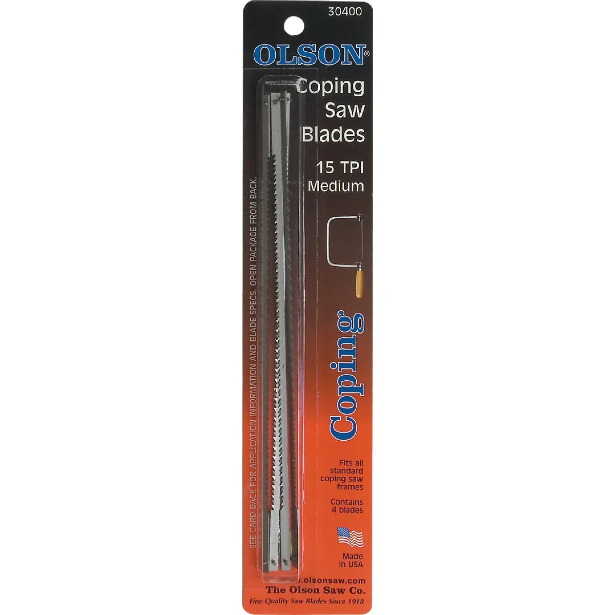 Minimalist Olson 6-1 2 In. 15 TPI Coping Saw Blade 4-Pack Excellent