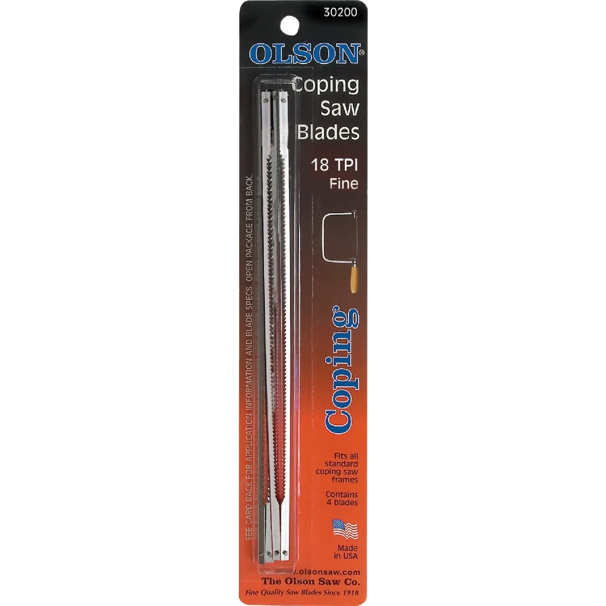 Recyclable Olson 6-1 2 In. 18 TPI Coping Saw Blade 4-Pack Superior
