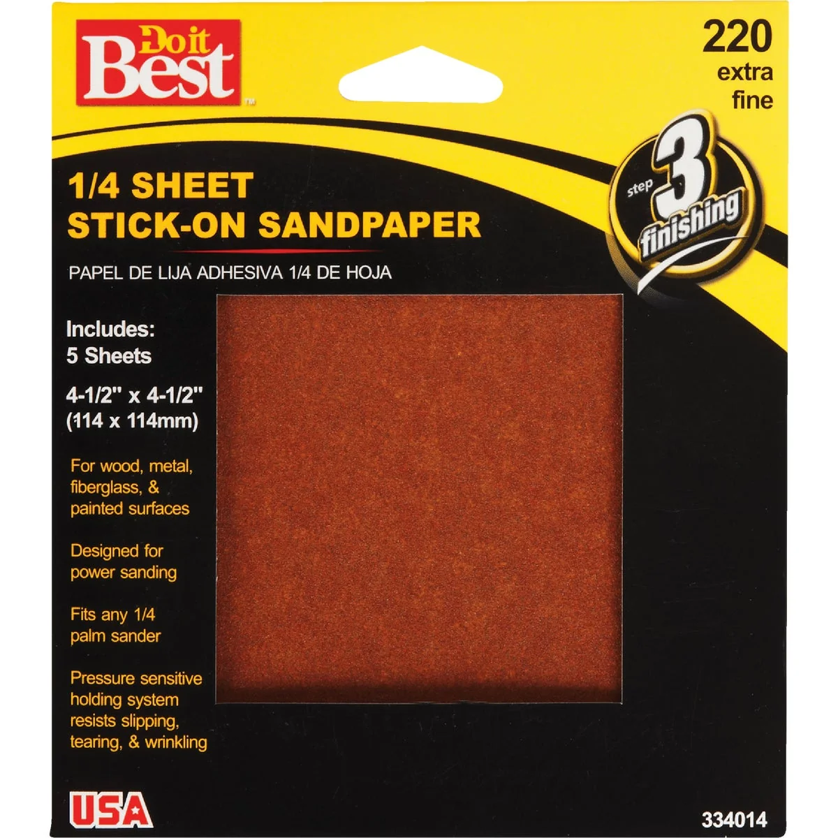 Optimized Do it Stick-On 220 Grit 1 4 Sheet Power Sanding Sheet 5-Pack Exceptional