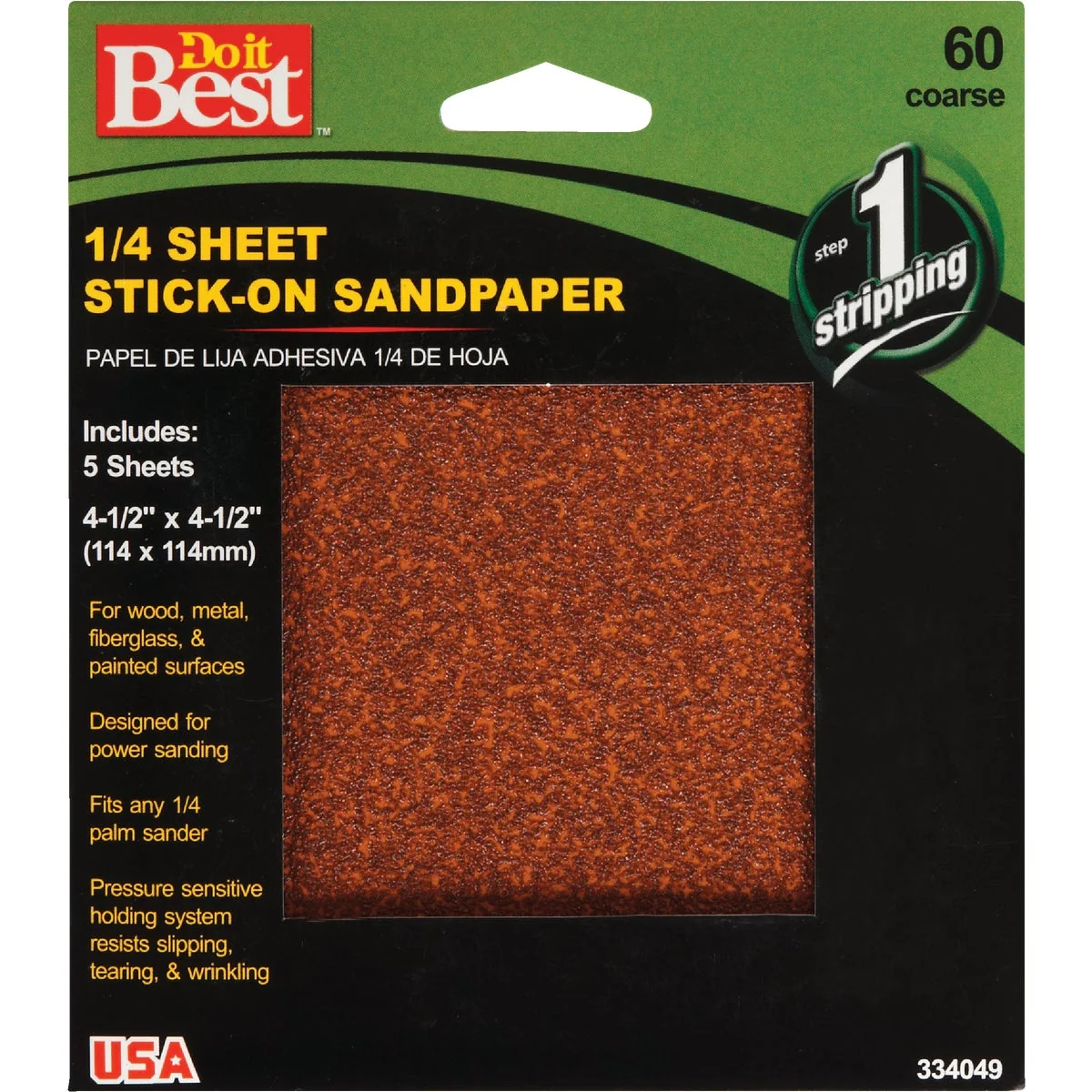 Verified Do it Stick-On 60 Grit 1 4 Sheet Power Sanding Sheet 5-Pack Solid