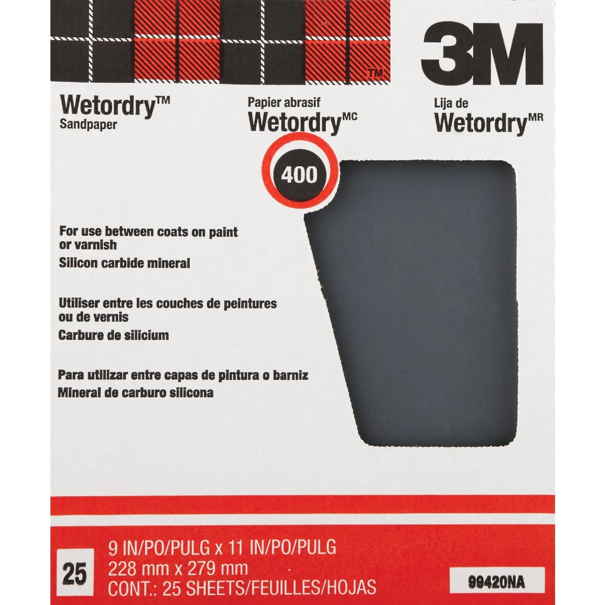 Durable 3M Wetordry Pro-Pak 9 In. x 11 In. 400 Grit Super Fine Sandpaper 25-Pack Breathable