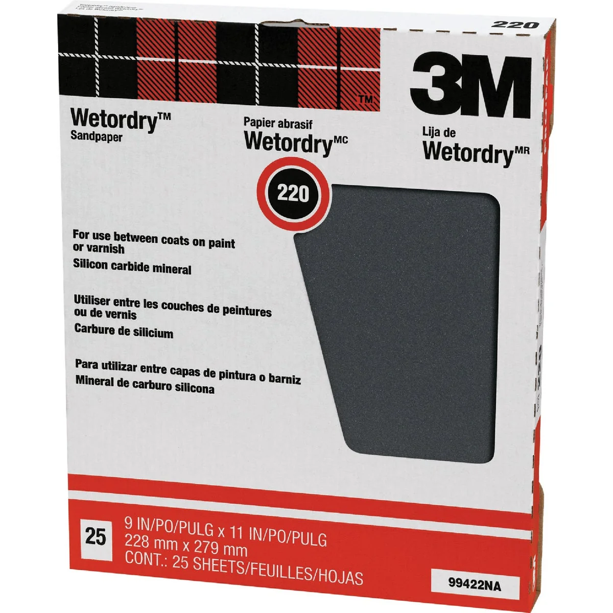 Unique 3M Wetordry Pro-Pak 9 In. x 11 In. 220 Grit Very Fine Sandpaper 25-Pack Eco-Friendly
