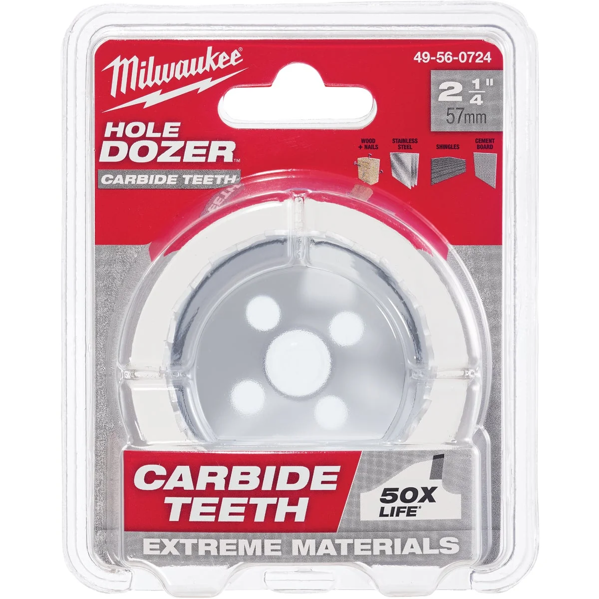 Pure Milwaukee HOLE DOZER 2-1 4 In. Hole Saw with Carbide Teeth Carefully Designed
