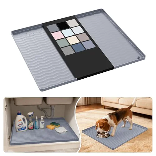 Official Waterproof Silicone Under Sink Mat 22'' x 19'' Shelf Liner for Kitchen and Bathroom Fine