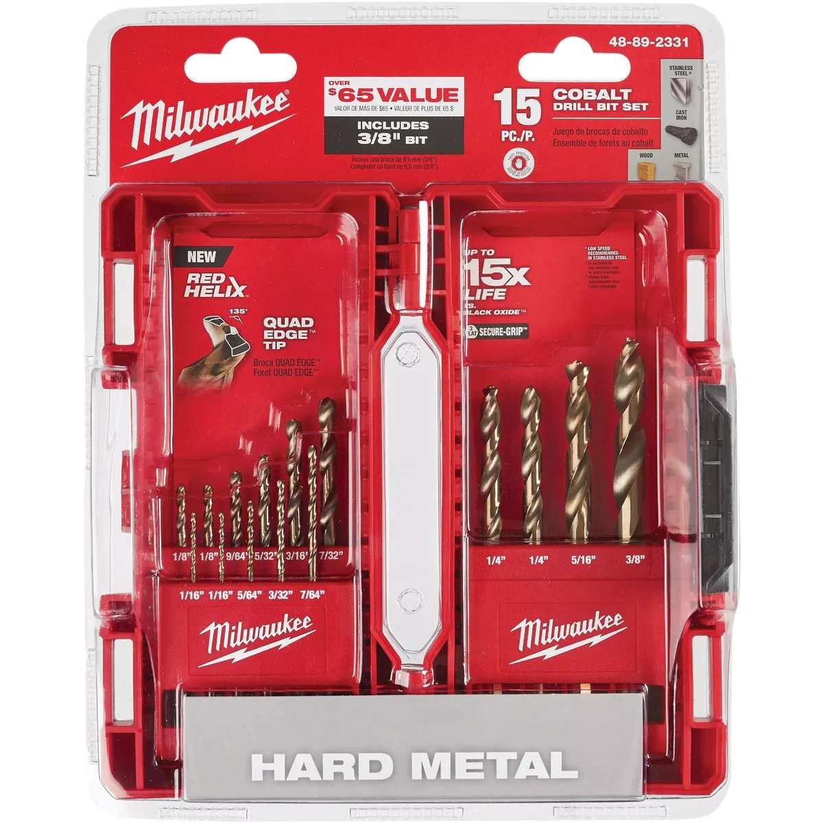 Genuine Milwaukee RED HELIX 15-Piece Cobalt Drill Bit Set 1 16 In. thru 3 8 In. Proven