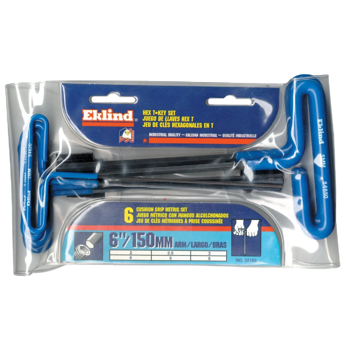 Pure Eklind Metric 6 In. Arm Cushion Grip T-Handle Hex Key Set 6-Piece Soft