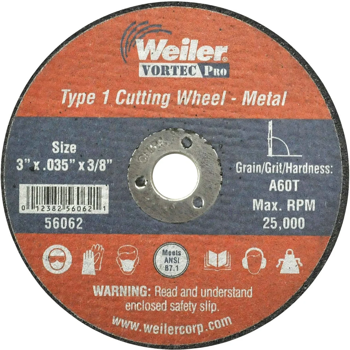 Trusted Weiler Vortec Type 1 3 In. x 1 32 In. x 3 8 In. Metal Plastic Cut-Off Wheel Flexible
