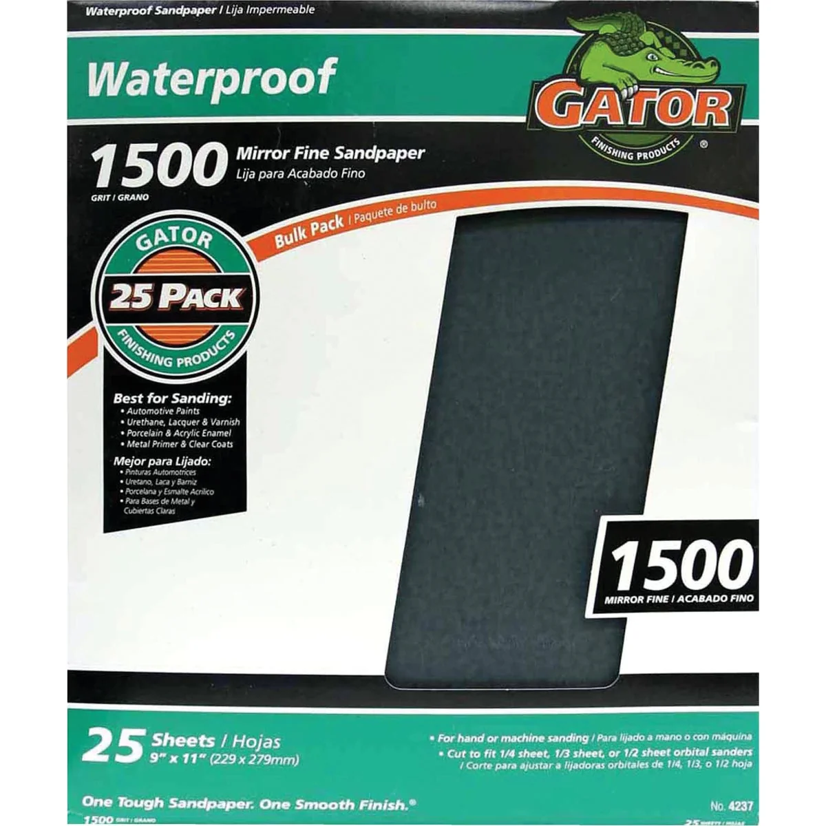 Selected Gator Waterproof 9 In. x 11 In. 1500 Grit Mirror Fine Sandpaper 25-Pack Advanced