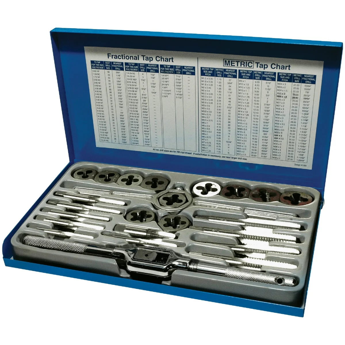 Solid Century Drill Tool Tap and Die Fractional Set 24-Piece Smart