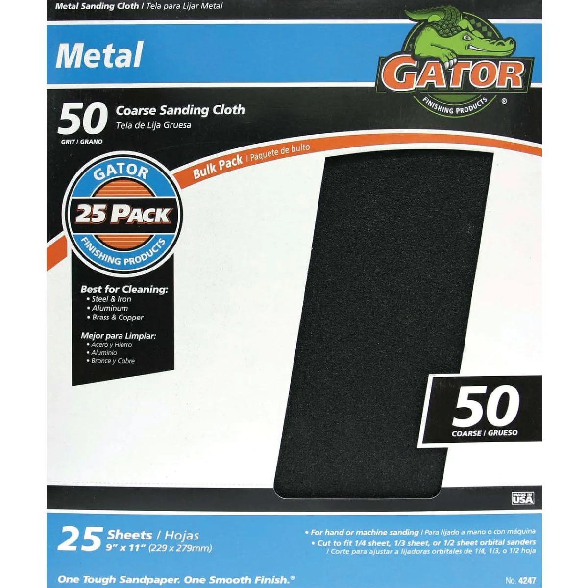 Traditional Gator 9 In. W. x 11 In. L. 50 Grit Emery Cloth 25-pack Secure