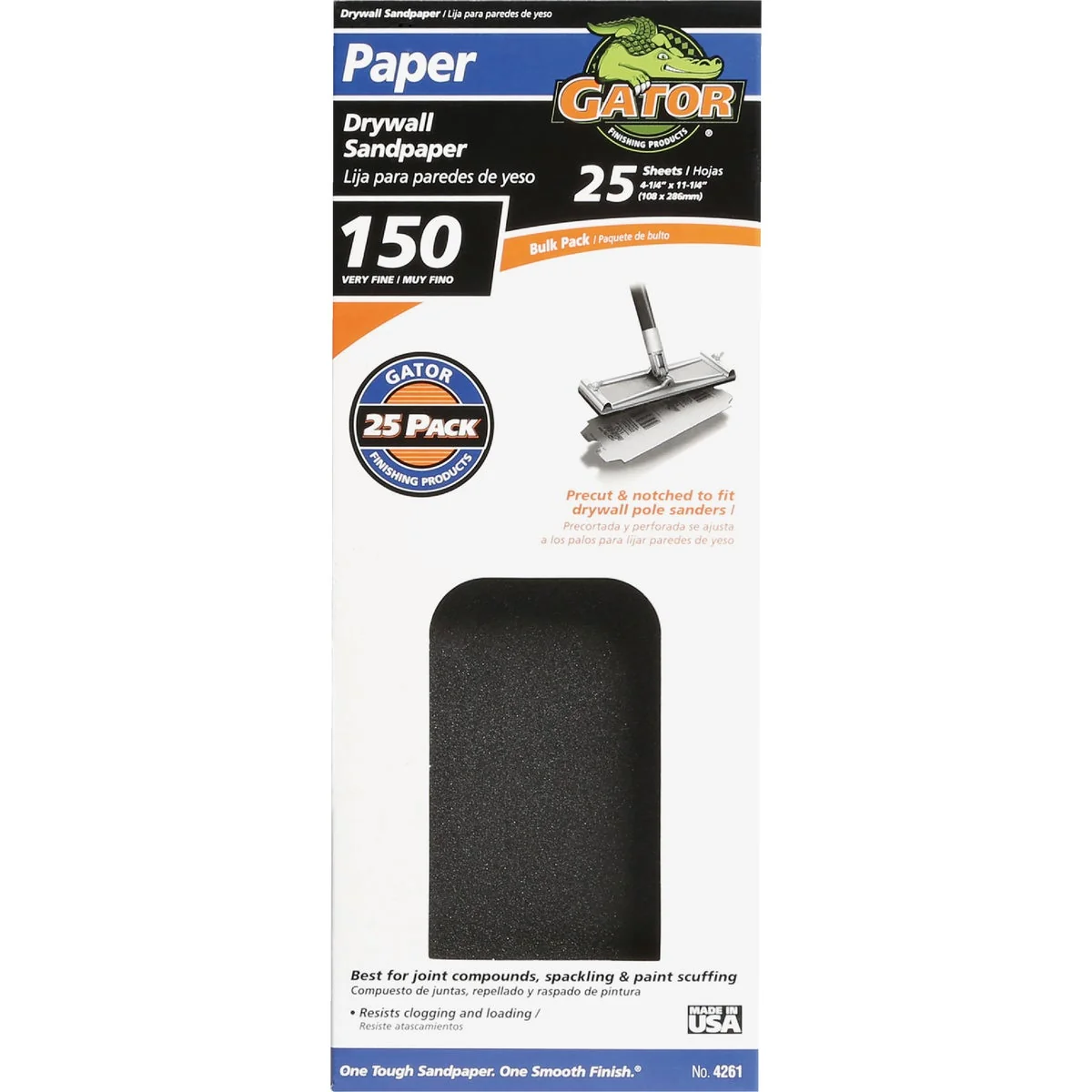 Top-Quality Gator 150 Grit 4-1 4 In. x 11-1 4 In. Drywall Sandpaper 25-Pack Eco-Friendly