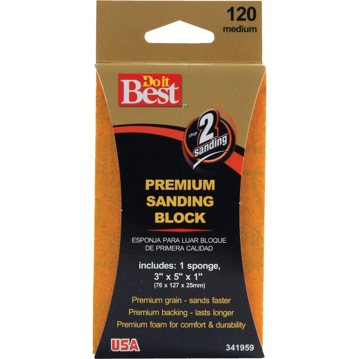 First-Class Do it Premium 3 In. x 5 In. x 1 In. 120 Grit Medium Sanding Sponge Elegant