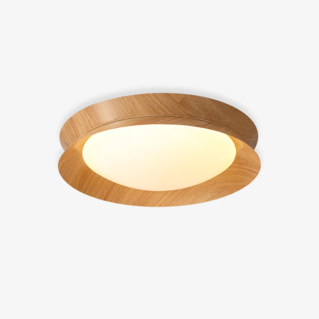 Dependable Ronde plafondlamp met houtnerf Safe