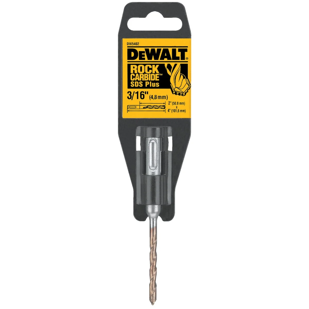 Durable DeWalt SDS-Plus 3 16 In. x 4 In. 2-Cutter Rotary Hammer Drill Bit Secure