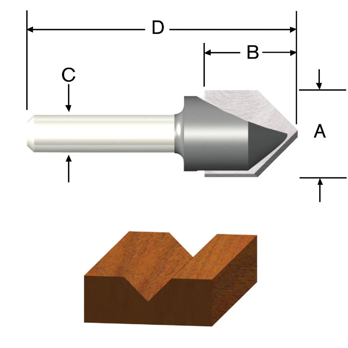 Classic Vermont American Carbide Tip 60 Degree V-Groove Bit Professional