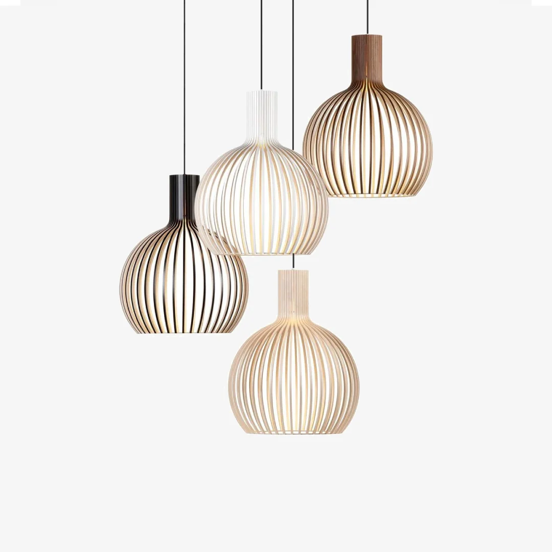Effective Houten kooi hanglamp Powerful