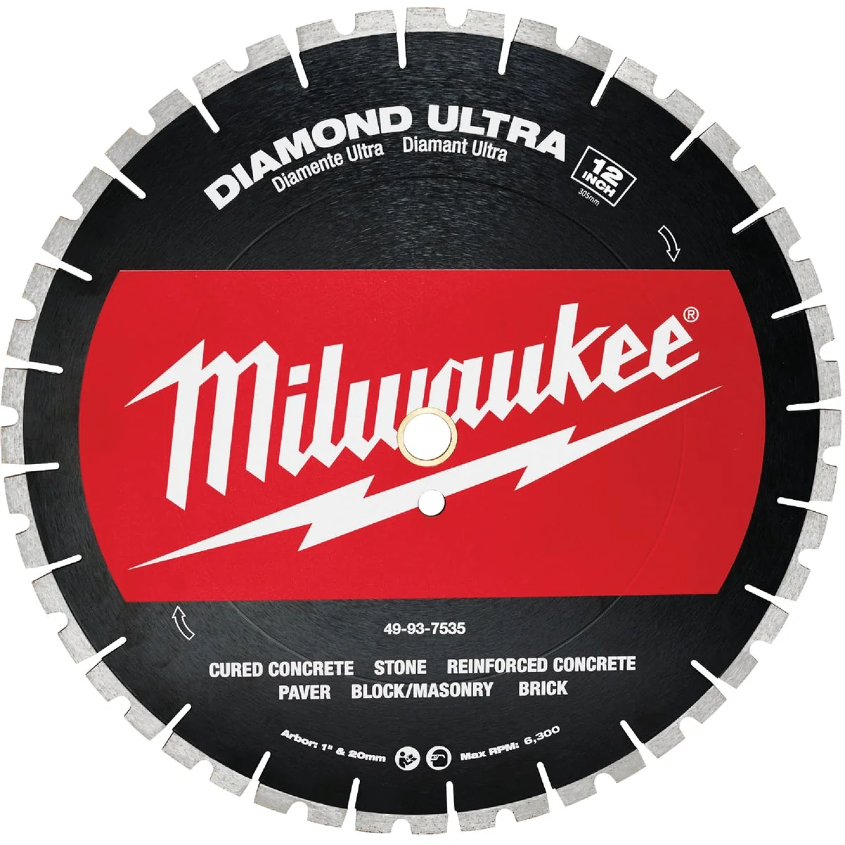 Original Milwaukee 12 In. Ultra Segmented Rim Dry Wet Cut Diamond Blade Soft