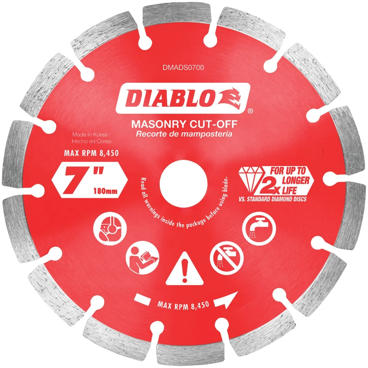 Environmentally Friendly Diablo 7 In. Segmented Rim Dry Wet Cut Diamond Blade Traditional