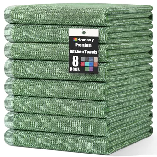 Durable 380 GSM Cotton Premium Kitchen Towels 8 Pack 8 Count Detailed