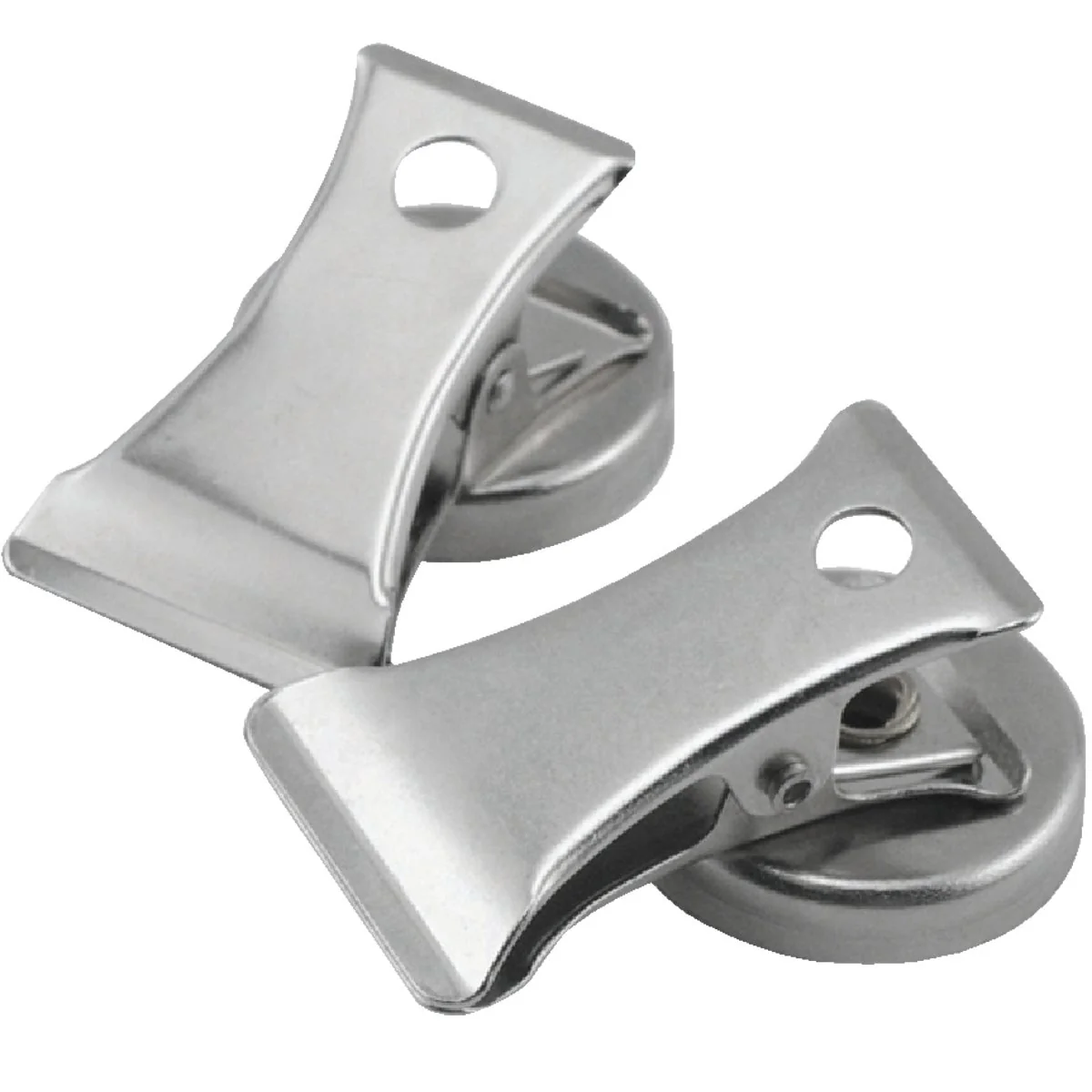 Sustainable Master Magnetics 1 In. Dia. Chrome Magnetic Note Holder Clip 2-Pack Premium Material