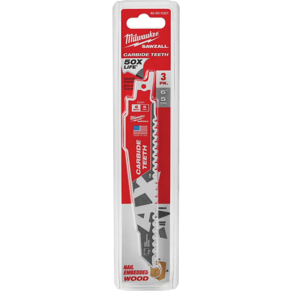Certified Milwaukee Sawzall THE AX 6 In. 5 TPI Wood w Nails Demolition Reciprocating Saw Blade with Carbide Teeth 3-Pack Responsible